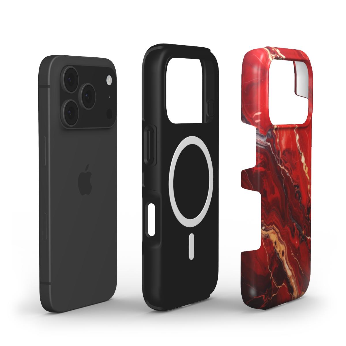 Red Fusion MagSafe Handyhülle – Aufbau mit MagSafe-Magnetring und Design-Außenschale