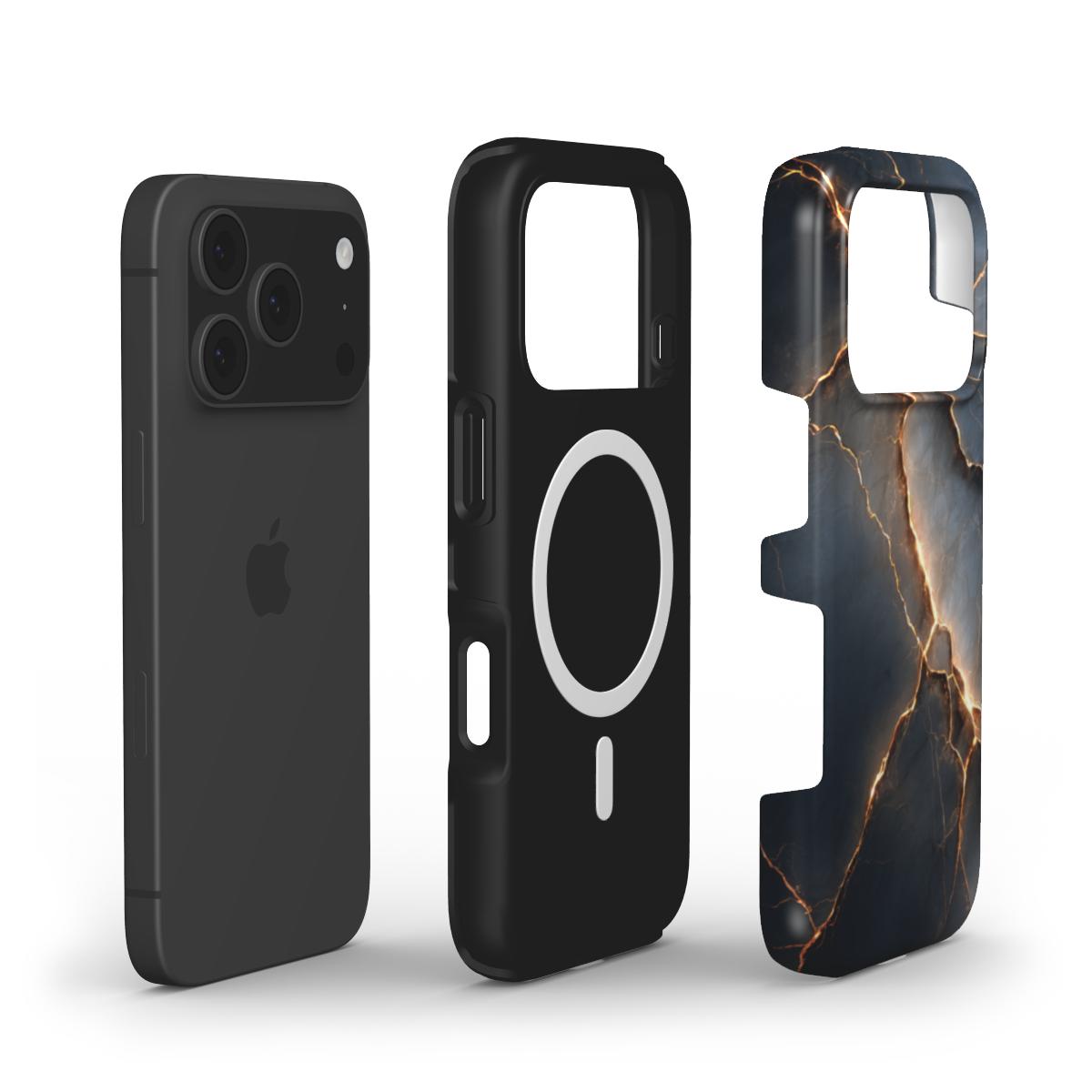Obsidian Blaze MagSafe Handyhülle – Aufbau mit MagSafe-Magnetring und Design-Außenschale