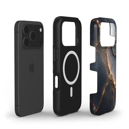 Obsidian Blaze MagSafe Handyhülle – Aufbau mit MagSafe-Magnetring und Design-Außenschale