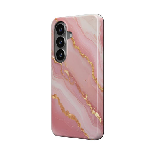 Golden Blush magnetische Handyhülle – zartrosa Marmormuster mit goldenen Adern – Samsung Seitenansicht
