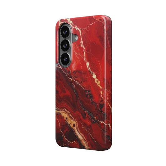 Red Fusion magnetische Handyhülle – rotes abstraktes Fusionsmuster mit dynamischen Linien – Samsung Seitenansicht