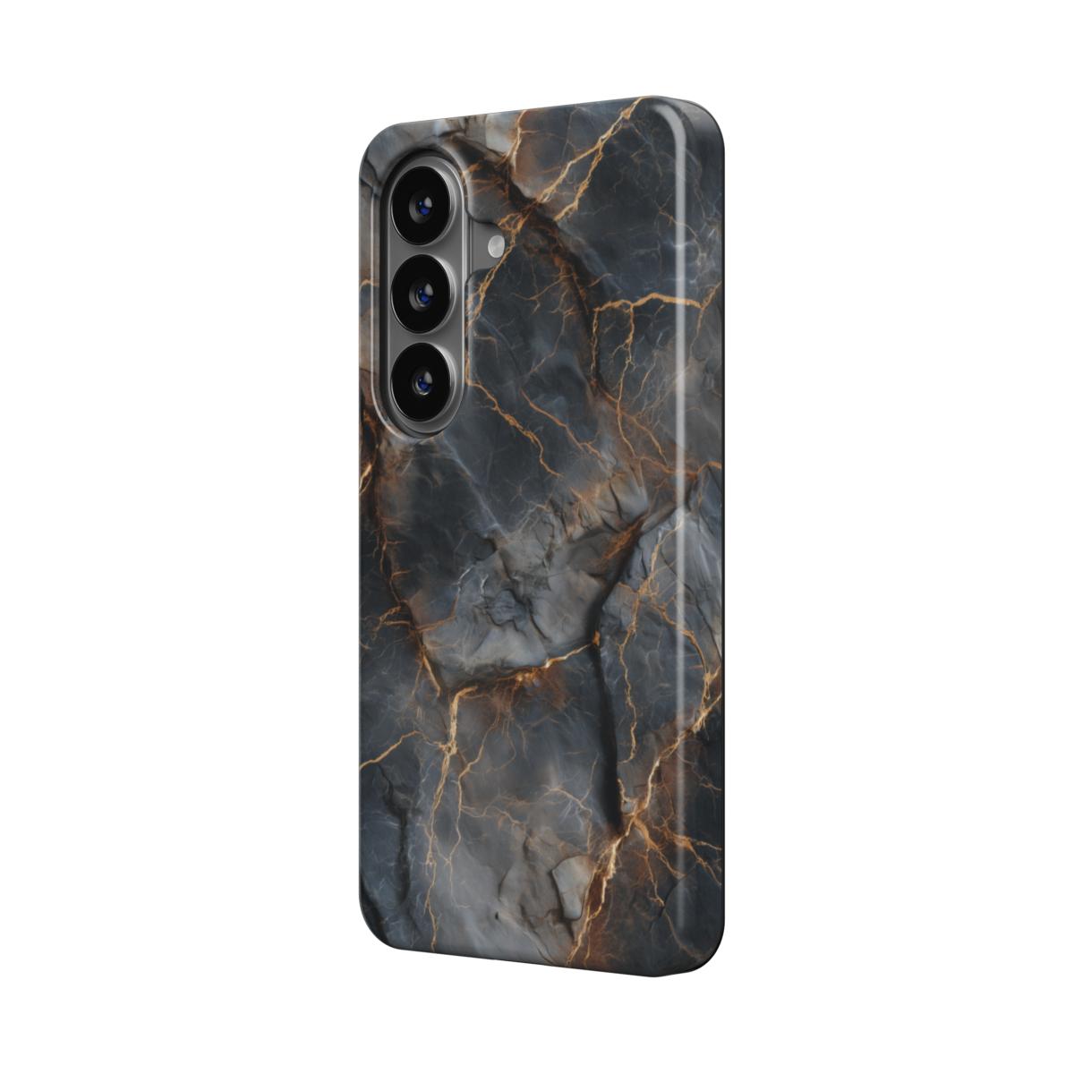 Obsidian Veins magnetische Handyhülle – schwarzes Marmormuster mit goldenen Steinadern – Samsung Seitenansicht