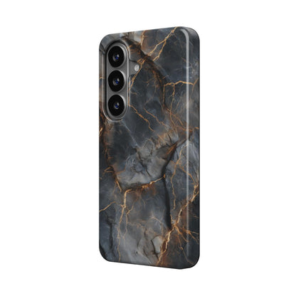 Obsidian Veins magnetische Handyhülle – schwarzes Marmormuster mit goldenen Steinadern – Samsung Seitenansicht