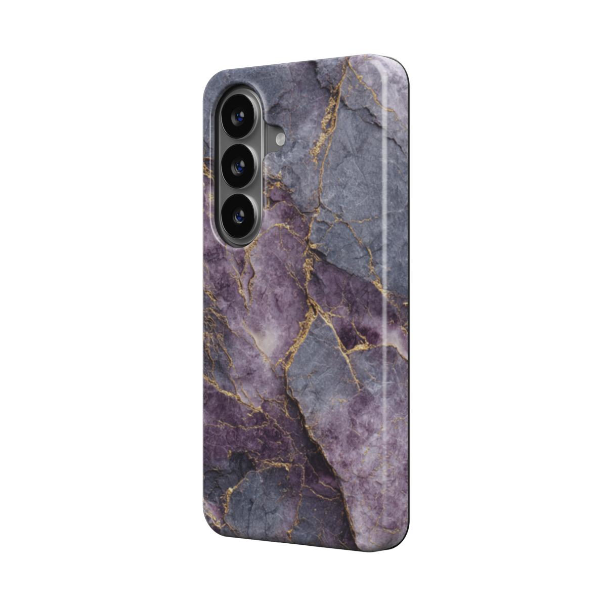 Violet Veins magnetische Handyhülle – violettes Marmormuster mit zarten Lila-Adern – Samsung Seitenansicht