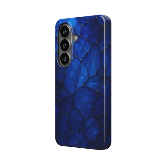 Tiefblaues Zell magnetische Handyhülle – tiefblaues geometrisches Zellmuster in Dunkelblau – Samsung Seitenansicht