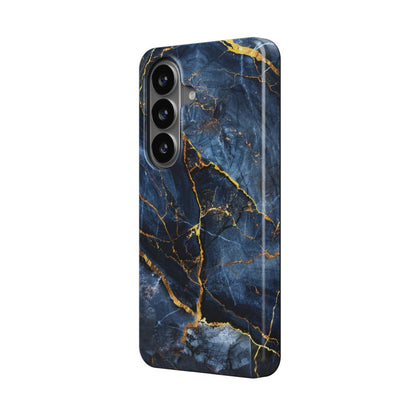 Dunkelblau & Gold magnetische Handyhülle – dunkelblau-goldenes Luxusmarmormuster – Samsung Seitenansicht