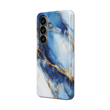 Blau & Gold magnetische Handyhülle – elegantes blau-goldenes Marmormuster – Samsung Seitenansicht