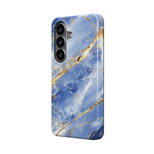 Blau & Gold magnetische Handyhülle – elegantes blau-goldenes Marmormuster – Samsung Seitenansicht
