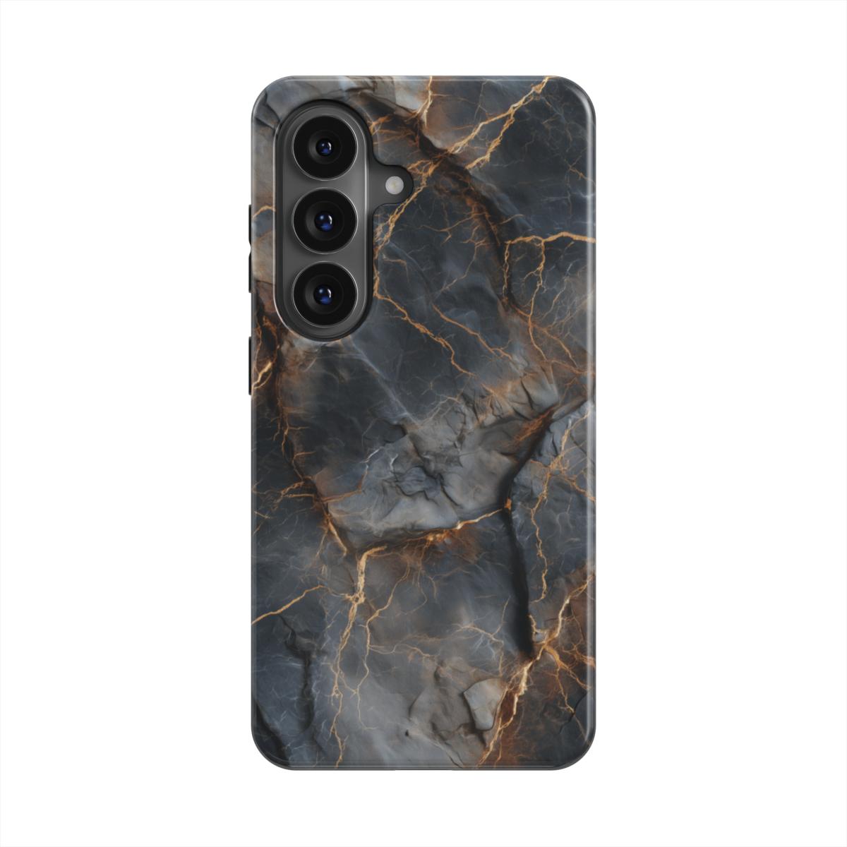 Obsidian Veins magnetische Handyhülle – Rückseite im Obsidian Veins Marmordesign – Samsung Rückansicht