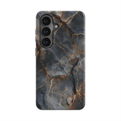 Obsidian Veins magnetische Handyhülle – Rückseite im Obsidian Veins Marmordesign – Samsung Rückansicht
