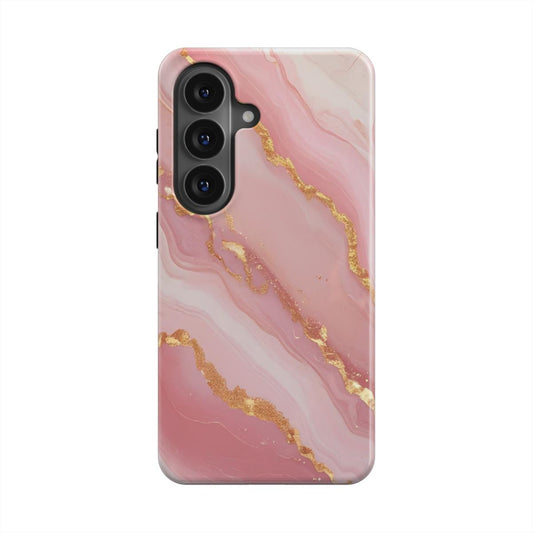 Golden Blush magnetische Handyhülle – Rückseite im Golden Blush Marmordesign – Samsung Rückansicht