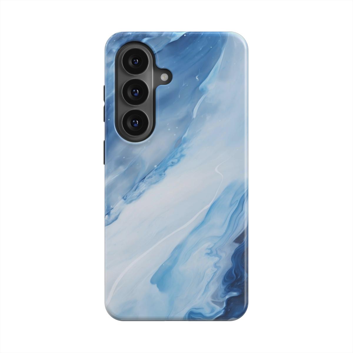 Blaue Welle magnetische Handyhülle – Rückseite im Blaue Welle Marmordesign – Samsung Rückansicht
