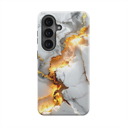Golden Fracture magnetische Handyhülle – Rückseite im Golden Fracture Marmordesign – Samsung Rückansicht