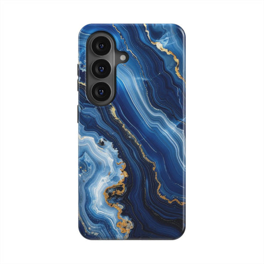 Azure Rift magnetische Handyhülle – Rückseite im Azure Rift Marmordesign – Samsung Rückansicht