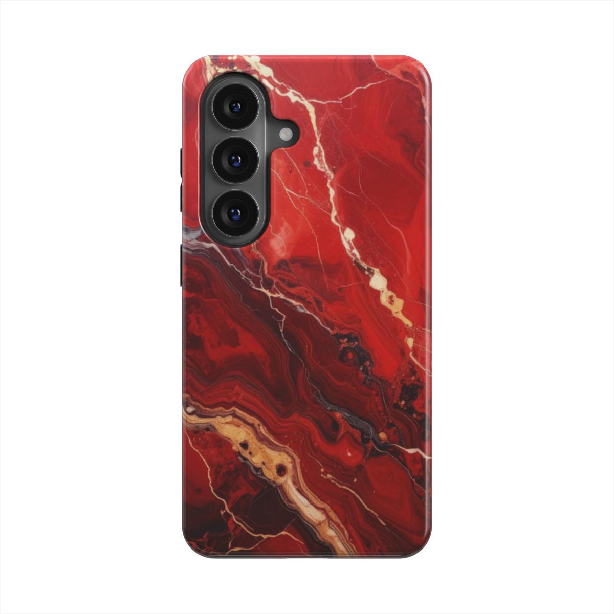 Red Fusion magnetische Handyhülle – Rückseite im Red Fusion Marmordesign – Samsung Rückansicht