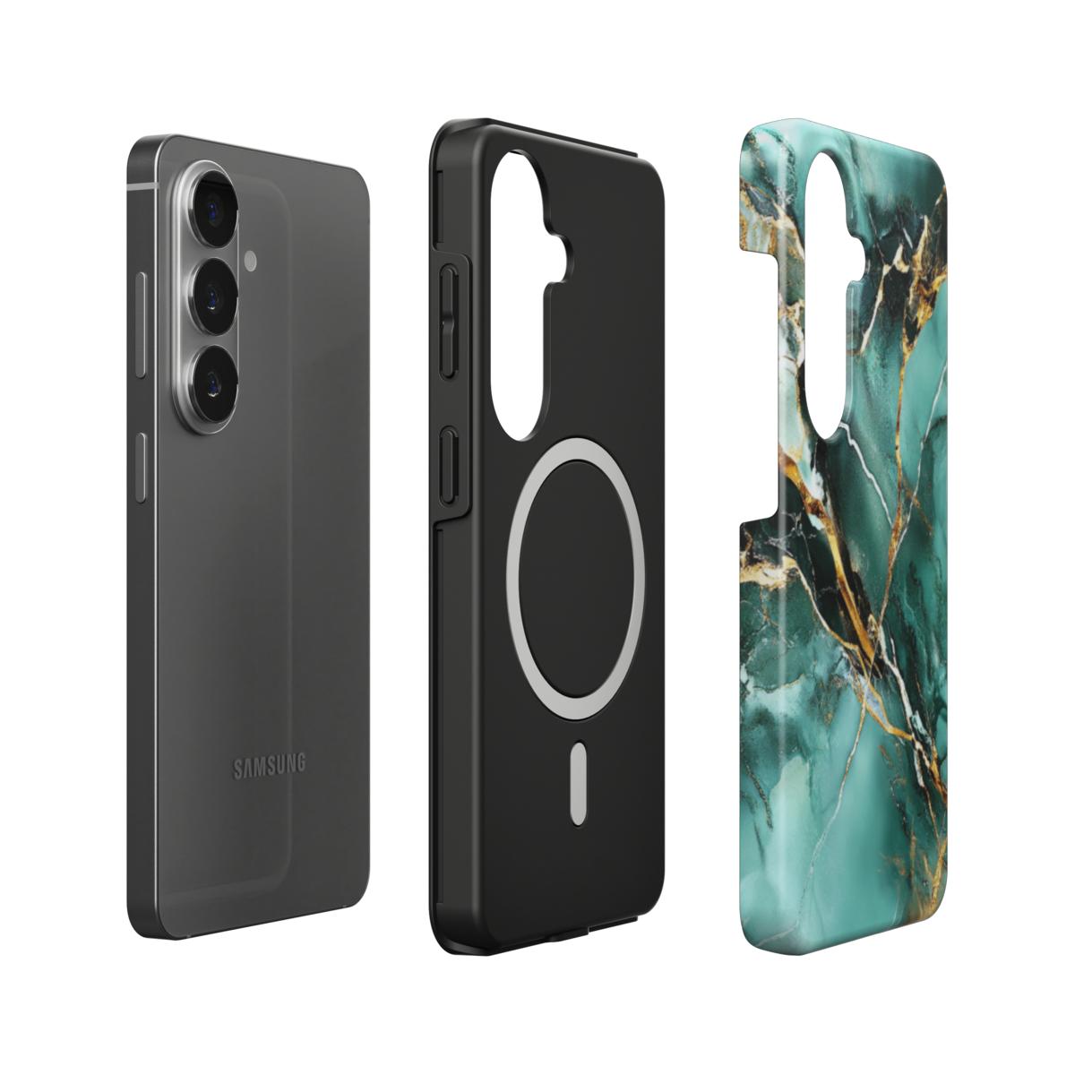 Grün & Gold magnetische Handyhülle – Aufbau mit Magnetring und Design-Außenschale