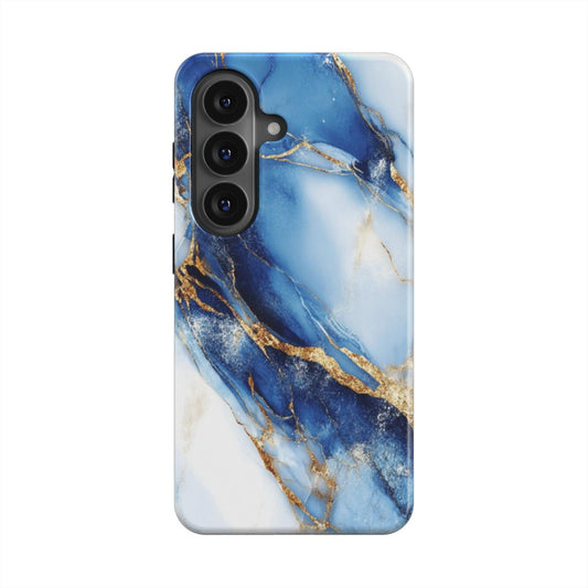 Blau & Gold magnetische Handyhülle – Rückseite im Blau & Gold Marmordesign – Samsung Rückansicht