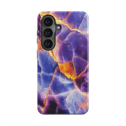 Blau & Violett mit Goldadern magnetische Handyhülle – Rückseite im Blau & Violett mit Goldadern Marmordesign – Samsung Rückansicht