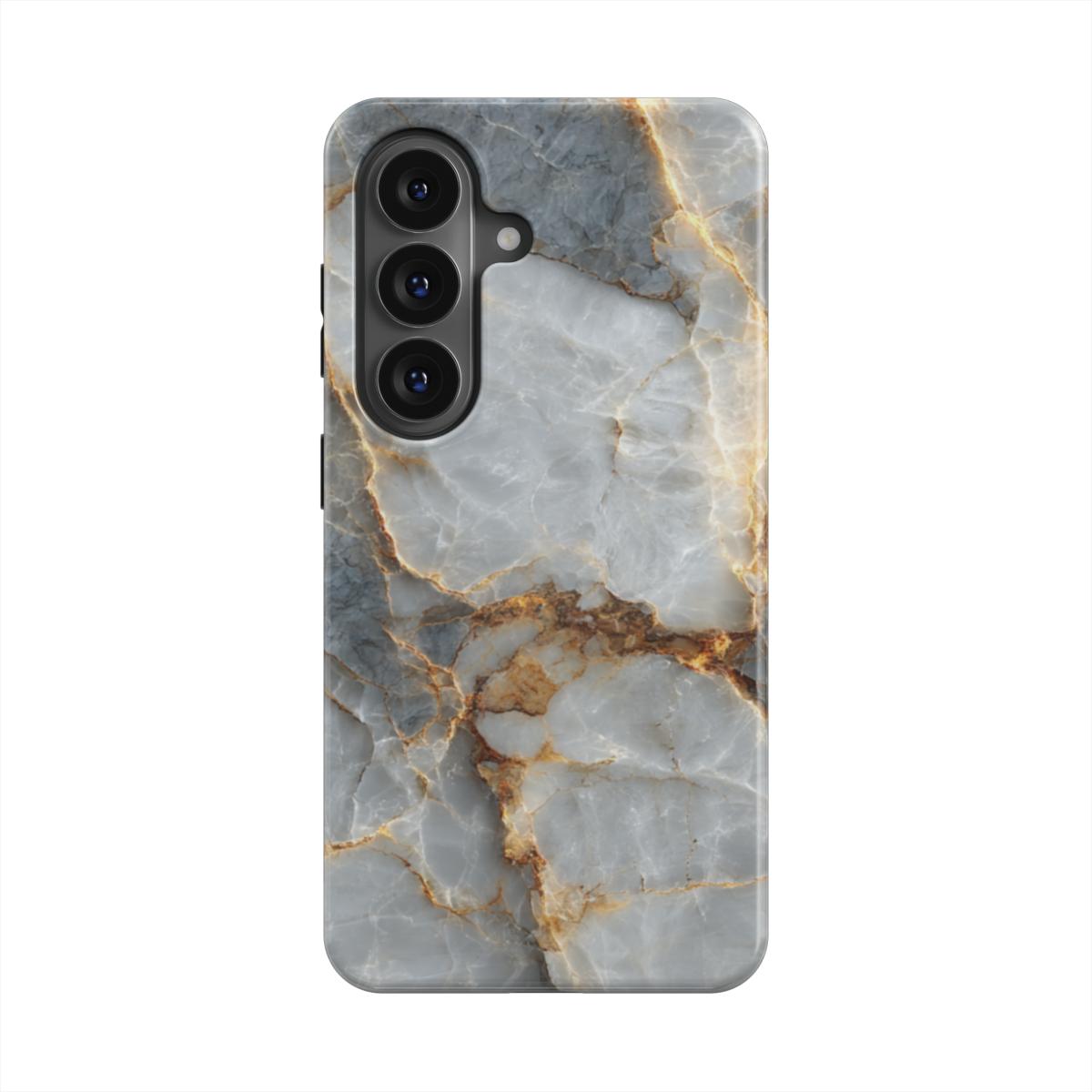 Silver Ember magnetische Handyhülle – Rückseite im Silver Ember Marmordesign – Samsung Rückansicht