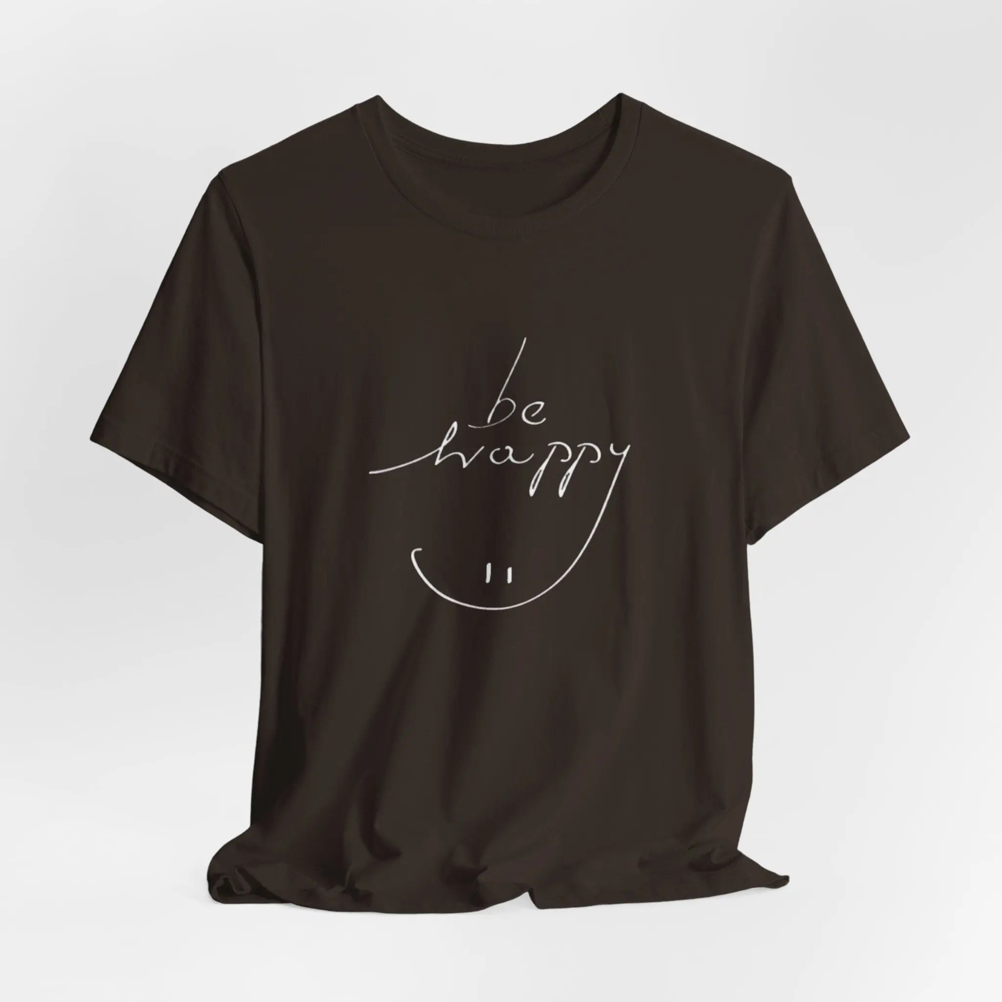 „Be Happy“ T-Shirt mit Smiley – Schwarzes Unisex Shirt mit positiver Botschaft - ElmunoT-Shirt