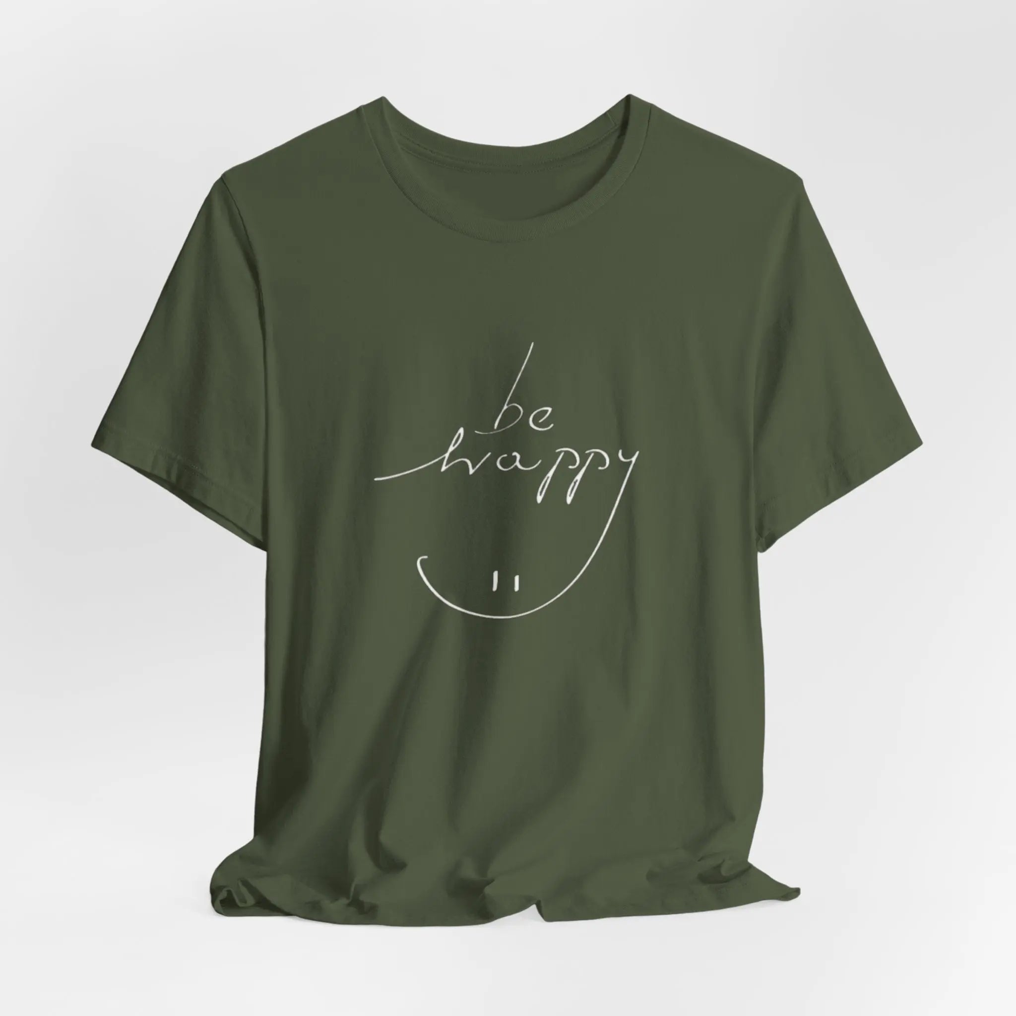 „Be Happy“ T-Shirt mit Smiley – Schwarzes Unisex Shirt mit positiver Botschaft - ElmunoT-Shirt
