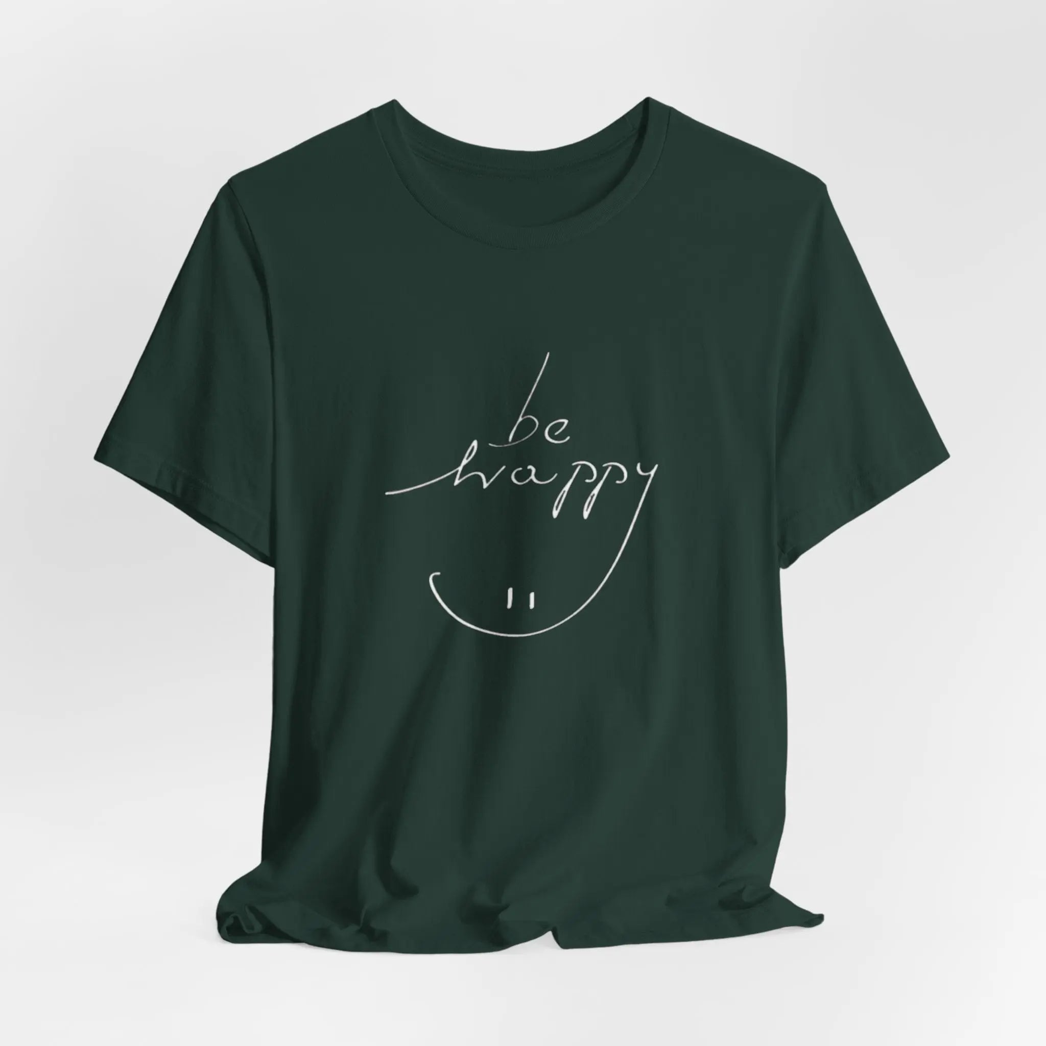 „Be Happy“ T-Shirt mit Smiley – Schwarzes Unisex Shirt mit positiver Botschaft - ElmunoT-Shirt