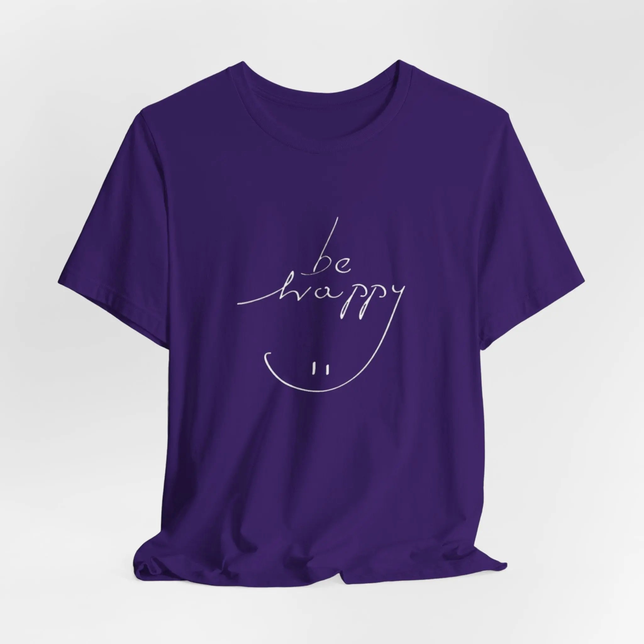 „Be Happy“ T-Shirt mit Smiley – Schwarzes Unisex Shirt mit positiver Botschaft - ElmunoT-Shirt