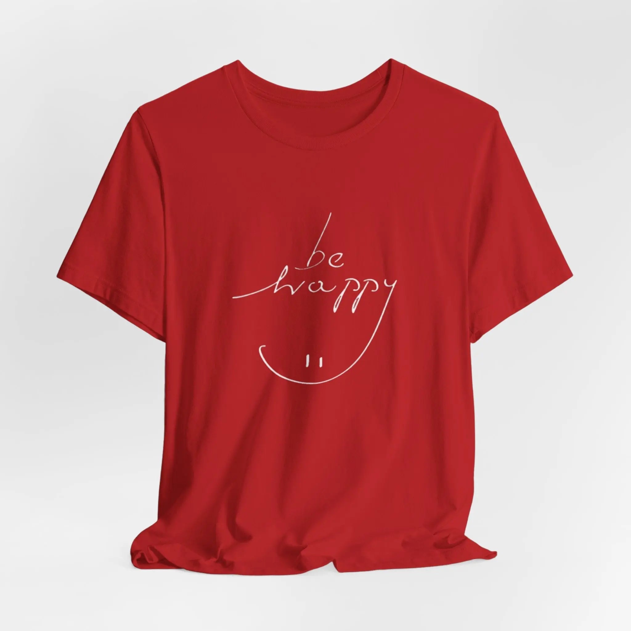 „Be Happy“ T-Shirt mit Smiley – Schwarzes Unisex Shirt mit positiver Botschaft - ElmunoT-Shirt