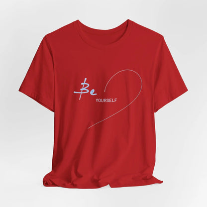 „Be Yourself“ – Schwarzes T-Shirt mit Herzmotiv | Unisex Shirt mit inspirierendem Spruch - ElmunoT-Shirt