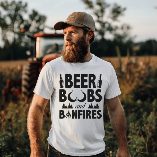 Beer, Boobs & Bonfires T-Shirt | Lustiges Lagerfeuer - Shirt für Männer – Unisex - ElmunoT-Shirt