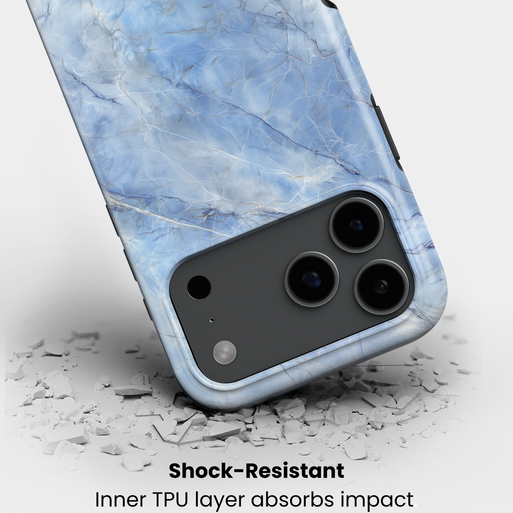 Stoßfeste Marmor-Design Handyhülle Blue Crystal Rückseite