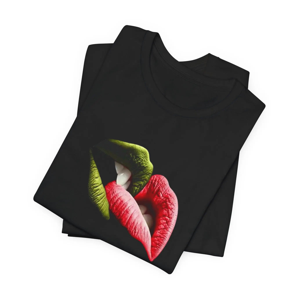 Color Kiss T-Shirt | Unisex Shirt mit sinnlichem Lippen - Design in Rot & Grün - ElmunoT-Shirt