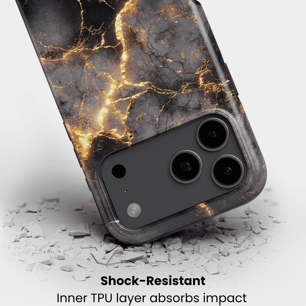 Stoßfeste Marmor-Design Handyhülle Golden Eruption – Aufprallschutz