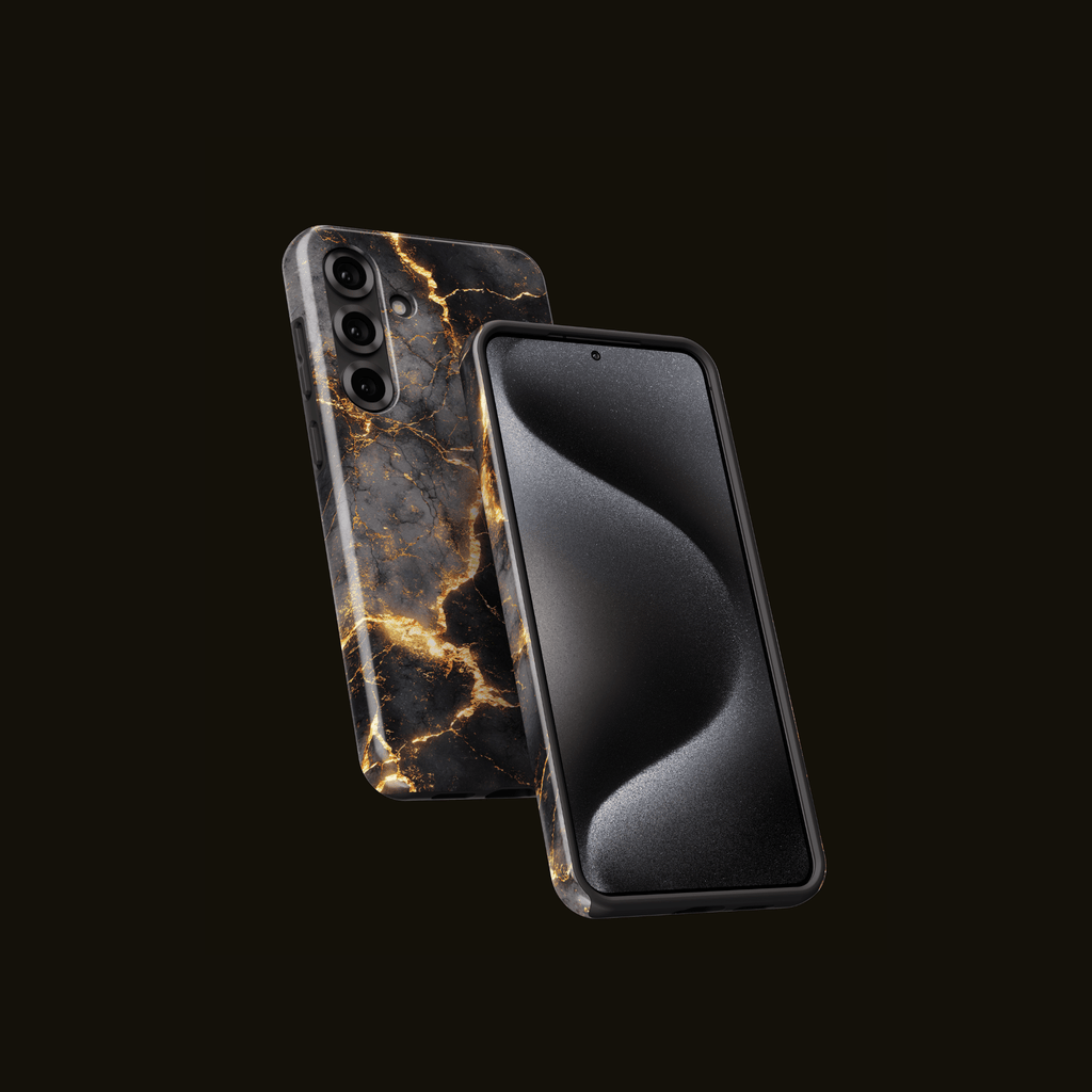 Golden Eruption Marmorhülle – Vorderseite & Design