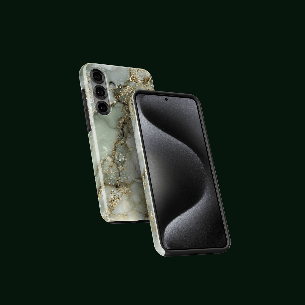 „Golden Sage“ stoßfeste Handyhülle – Vorder- und Rückseite