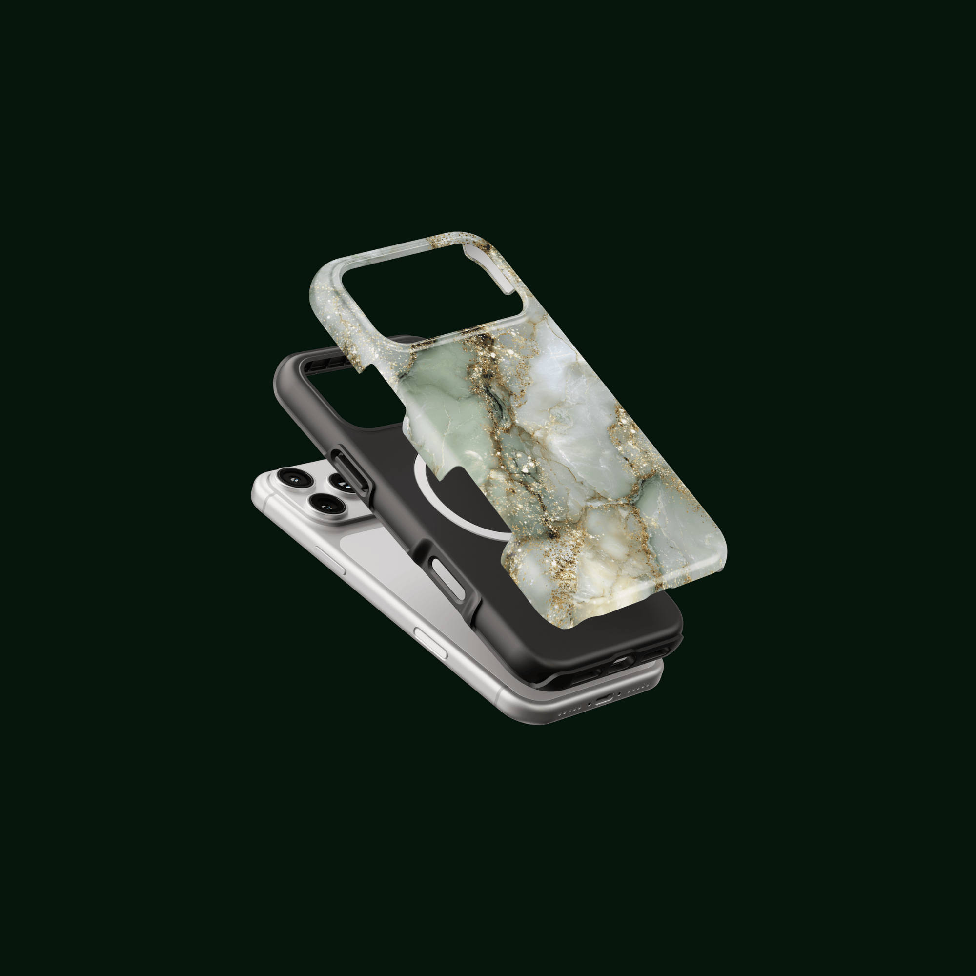 Explosionsansicht MagSafe-Variante mit Magnetring – „Golden Sage“