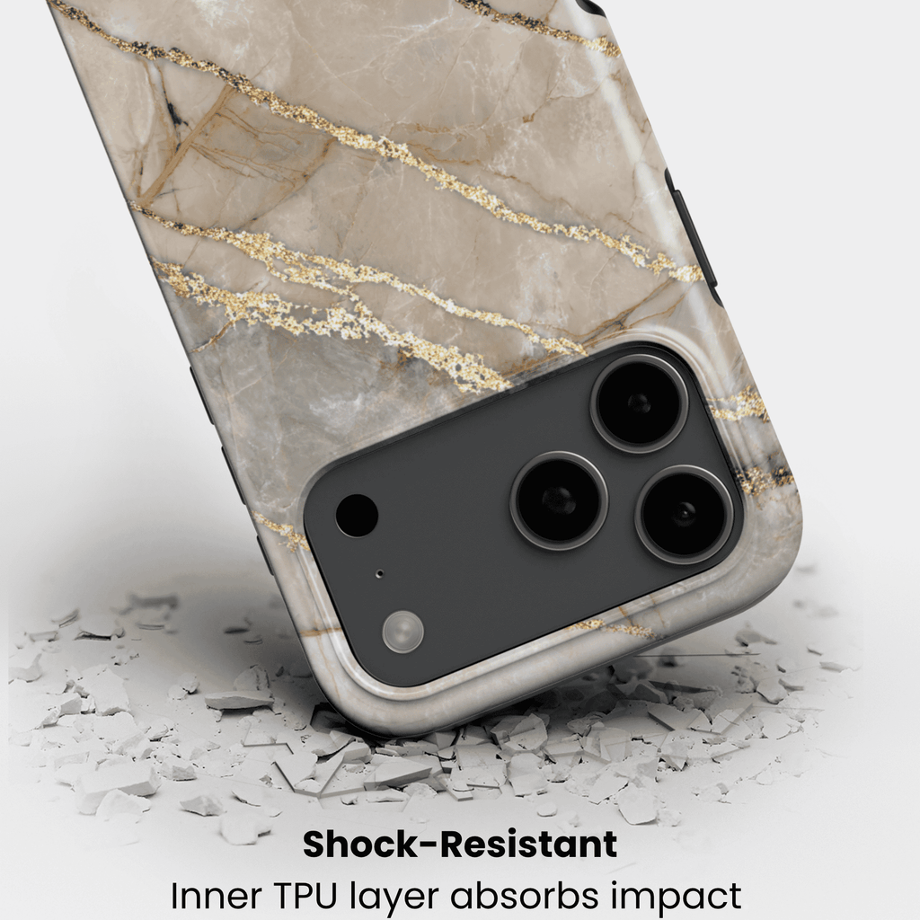 Stoßfeste Marmor-Design Handyhülle Golden Dune – Aufprallschutz