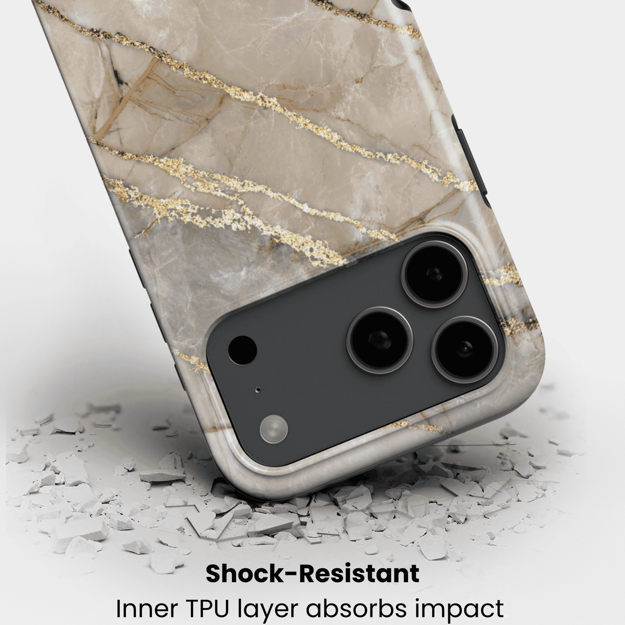 Stoßfeste Marmor-Design Handyhülle Golden Dune – Aufprallschutz