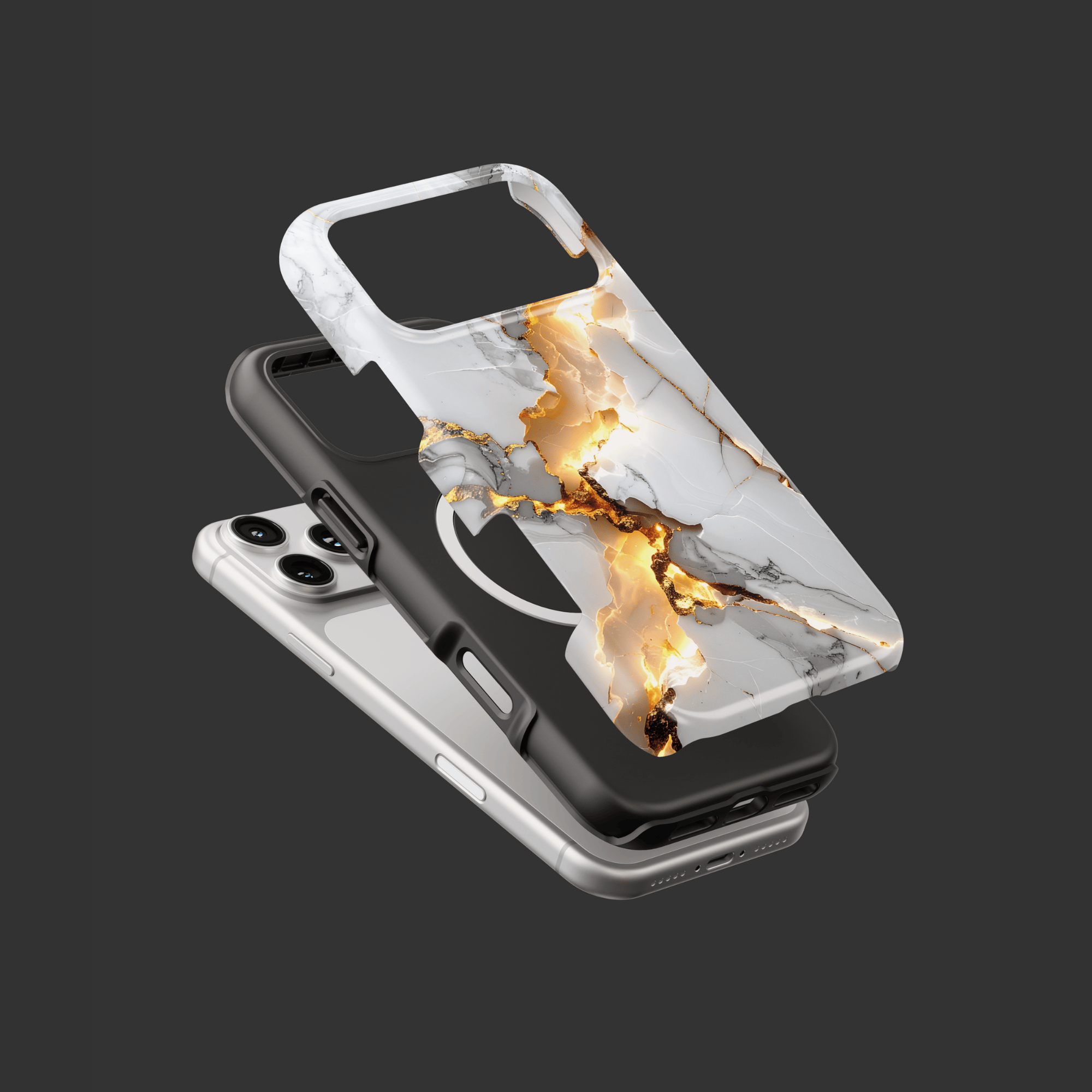 golden-fracture-handyhuelle-magsafe-kompatibel – Variante mit integriertem Magnetring für MagSafe-Zubehör.