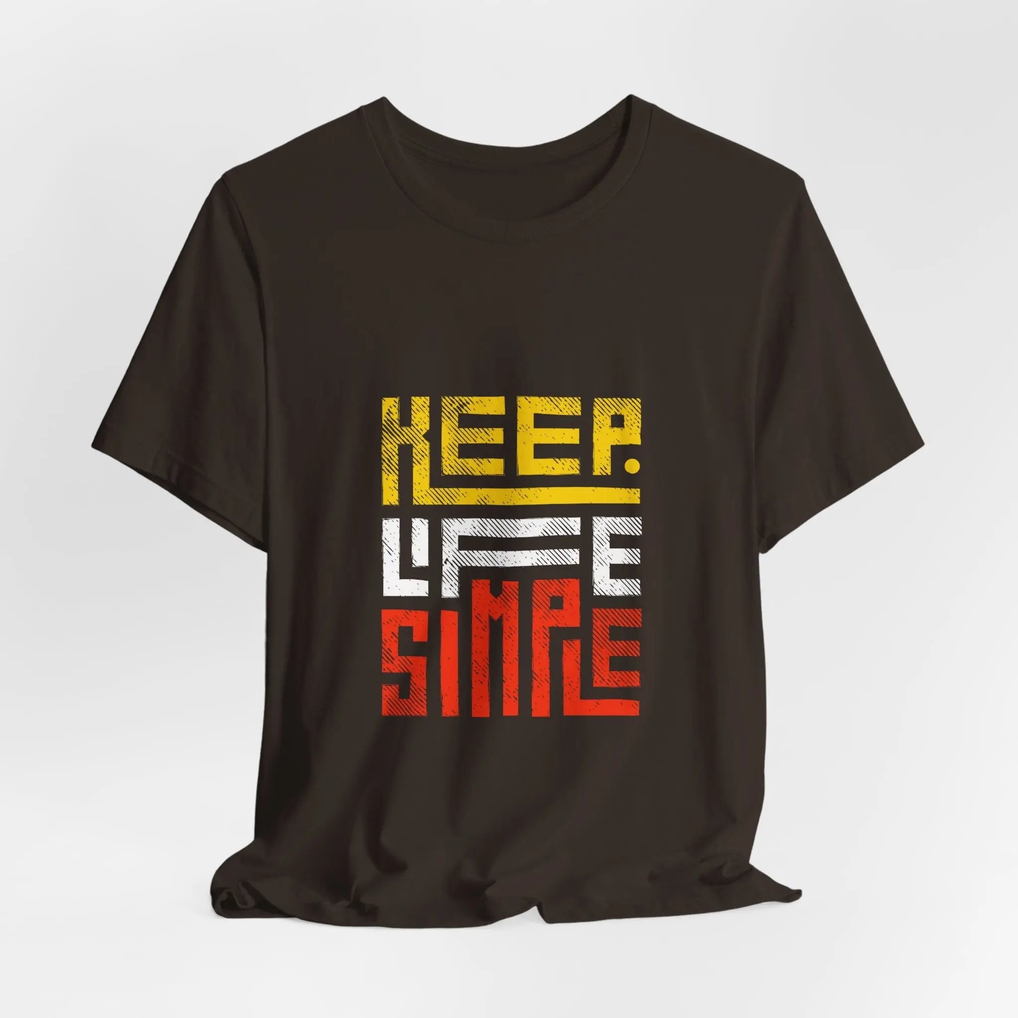 Braunes T-Shirt mit "Keep Life Simple"-Design