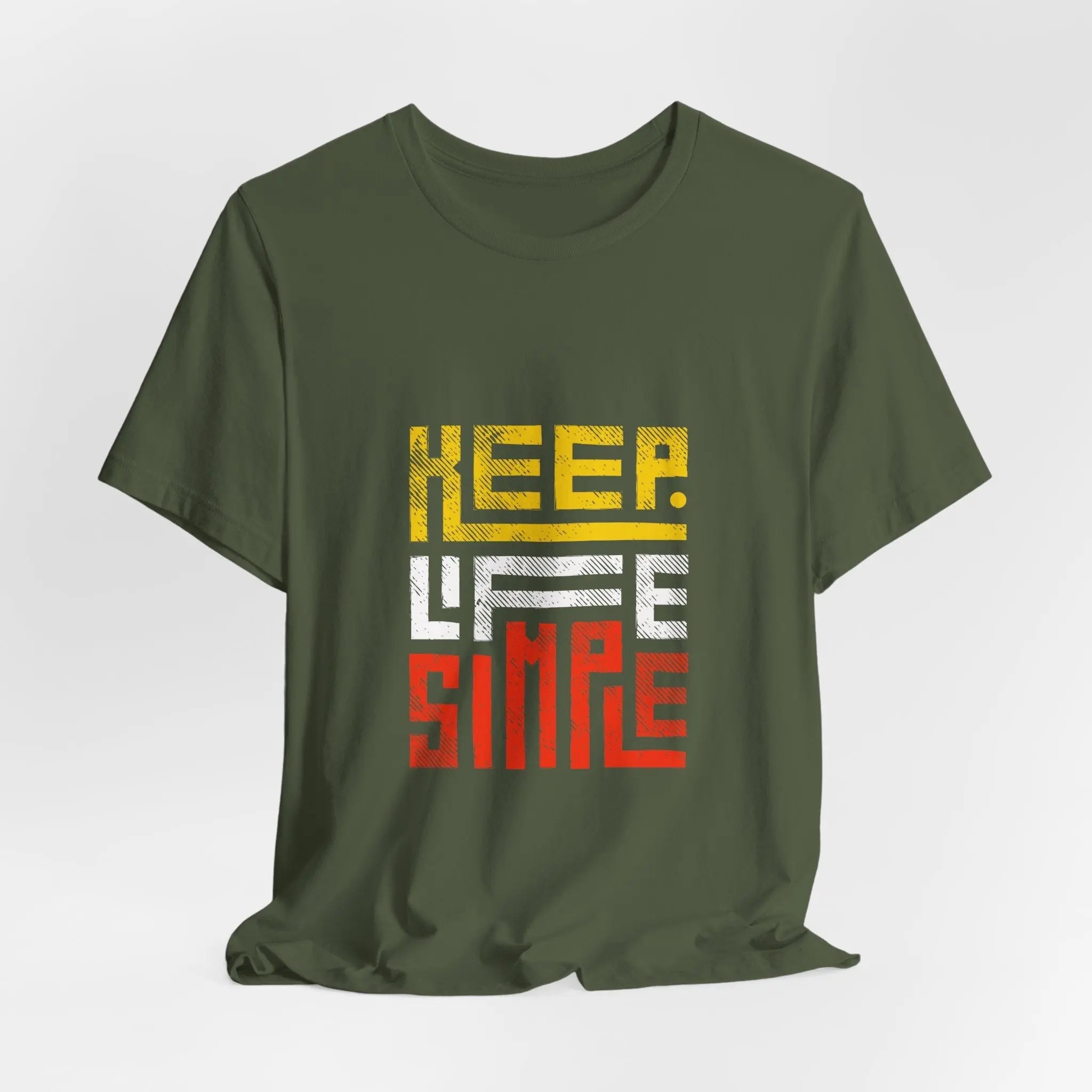 Grünes T-Shirt mit "Keep Life Simple"-Design