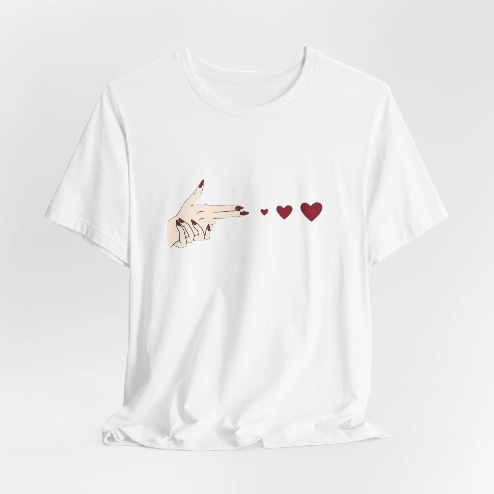 Love Shot T-Shirt | Verspieltes Herz - Motiv im Unisex Design – Hand mit Herz - Emoji - ElmunoT-Shirt