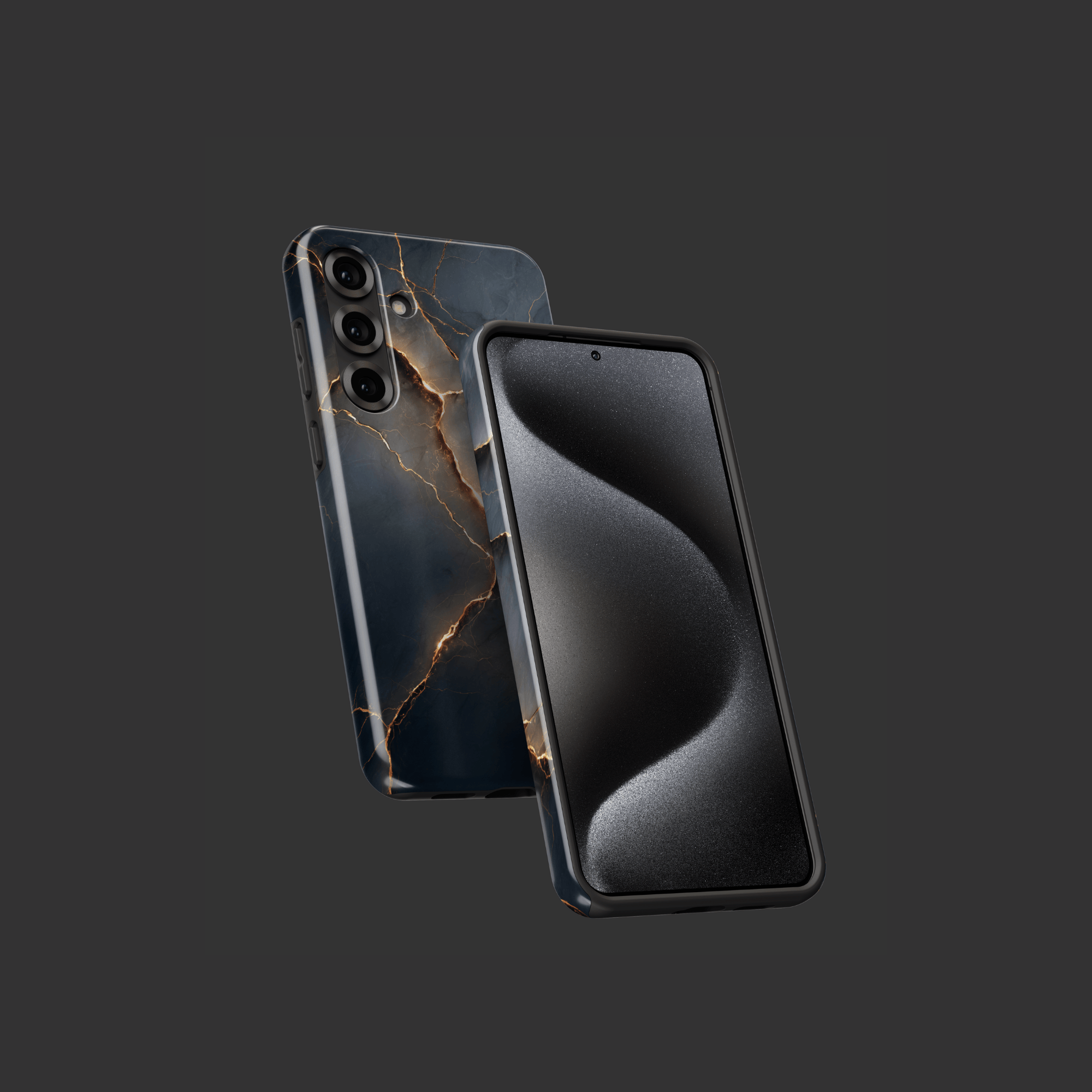 Stoßfeste Handyhülle „Obsidian Blaze“ – Vorder- und Rückseite