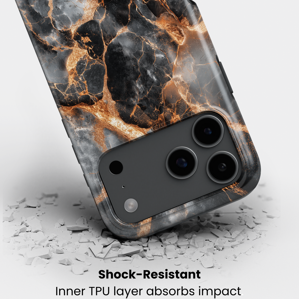Stoßfeste Marmor-Design Handyhülle Obsidian Flame – Aufprallschutz
