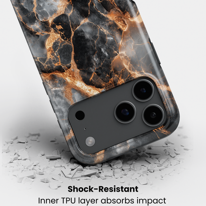 Stoßfeste Marmor-Design Handyhülle Obsidian Flame – Aufprallschutz