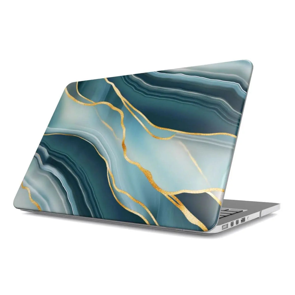 Premium MacBook Hülle im stilvollen Jade-Marmor-Design – Draufsicht