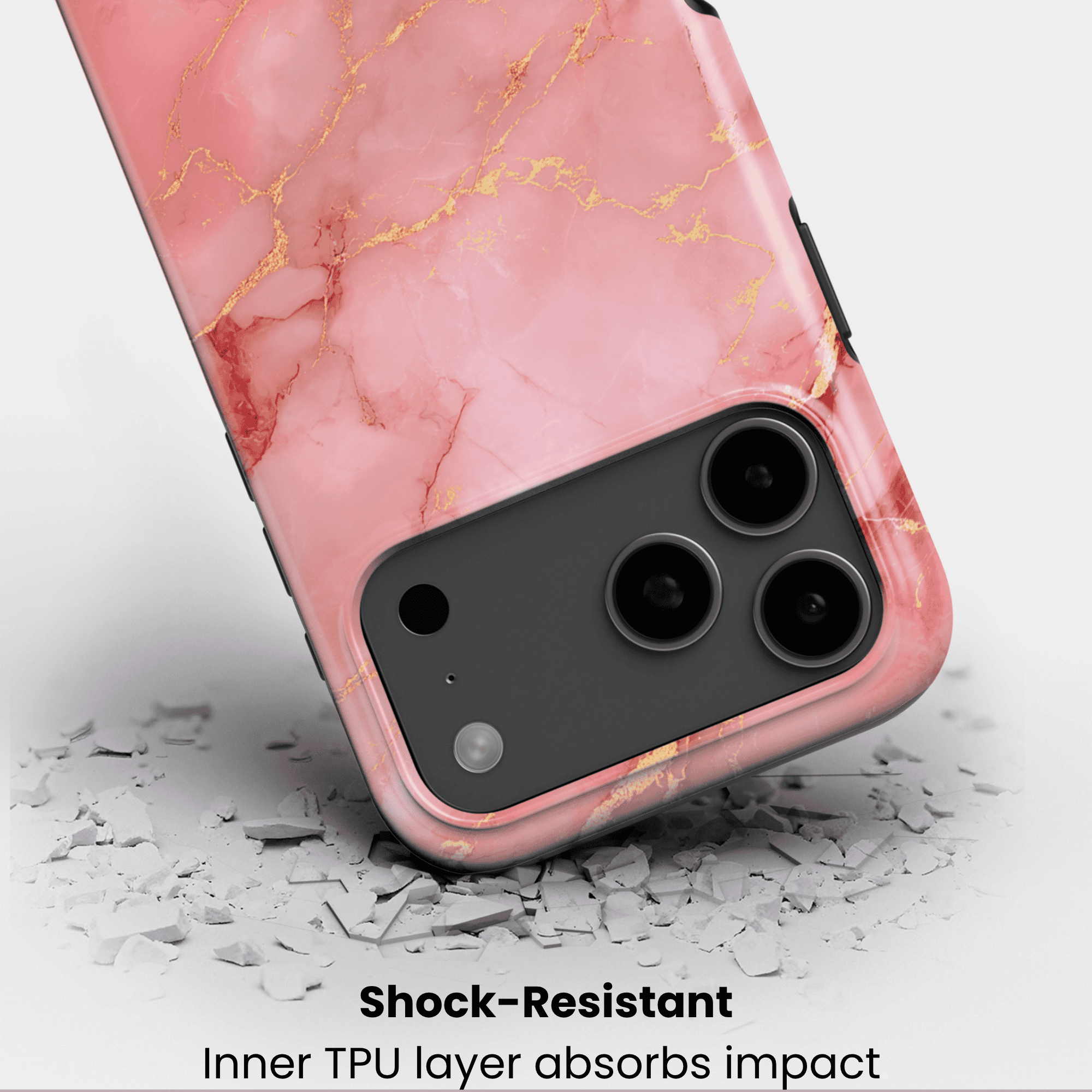 Stoßfeste Marmor-Design Handyhülle Rose Aurora – Aufprallschutz