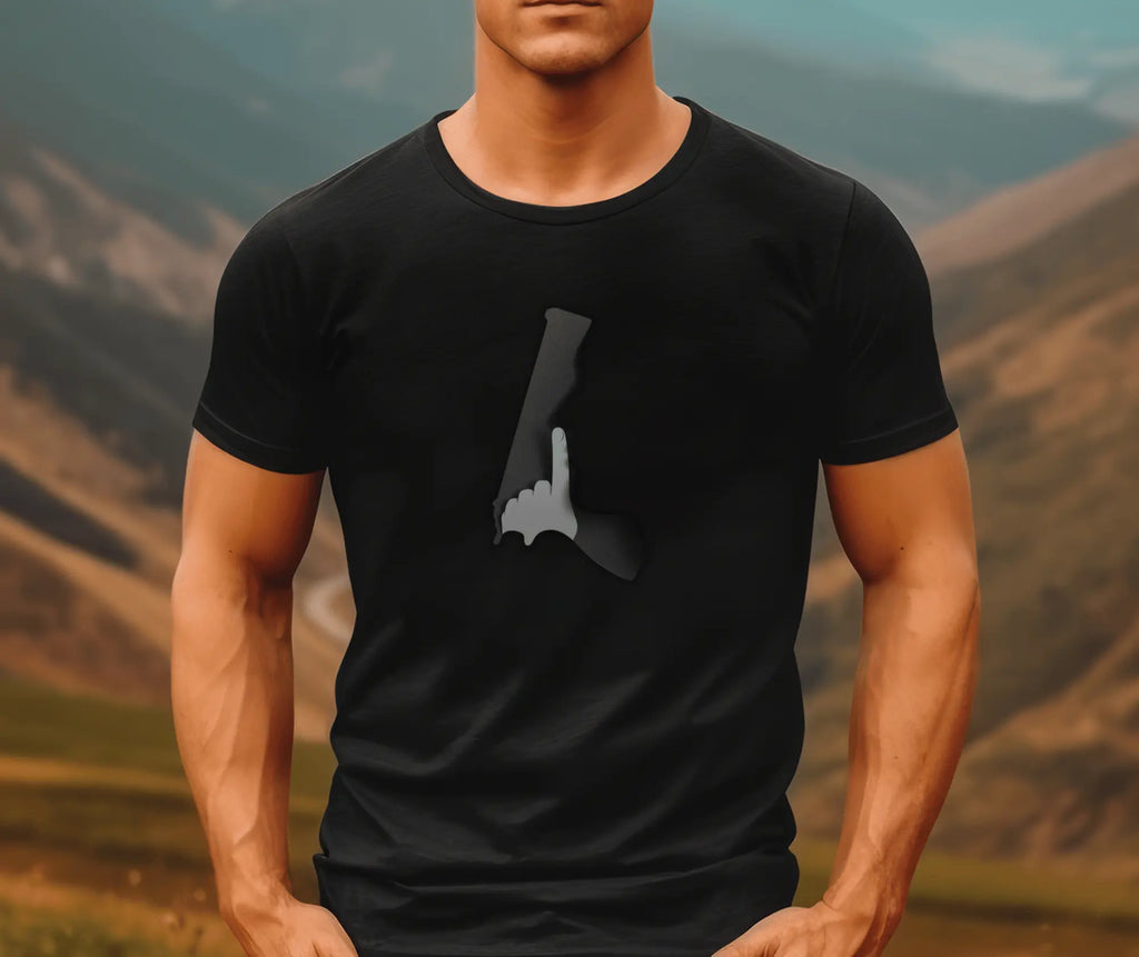 Schlicht & Stark – Schwarzes Statement T-Shirt mit Handzeichen Design - ElmunoT-Shirt