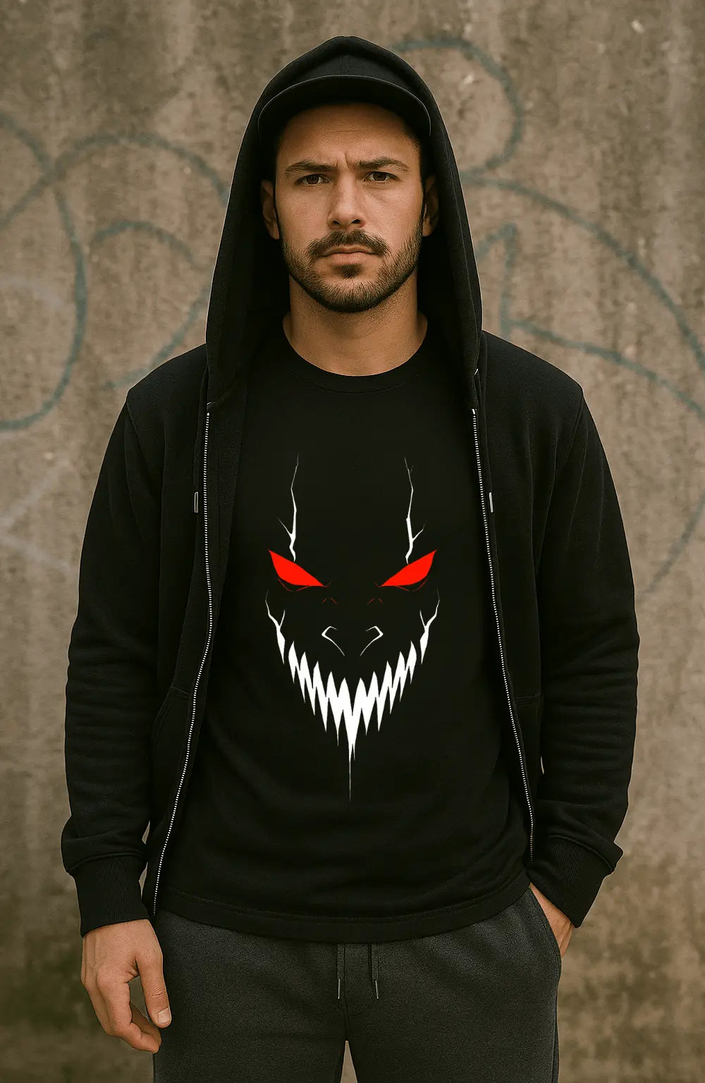 Schwarzes Dämon T-Shirt Unisex – Urban Streetwear - ElmunoT-Shirt