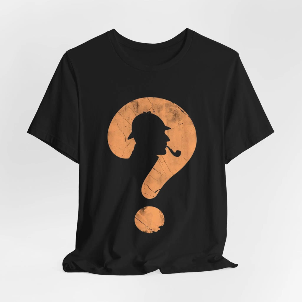 Sherlock - Style T-Shirt – Fragezeichen mit Detektiv - Silhouette | Unisex Retro Shirt - ElmunoT-Shirt